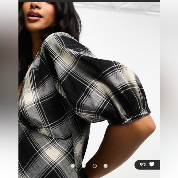 ASOS Petite Mini Tea Dress in Black Check - Picture 6 of 14